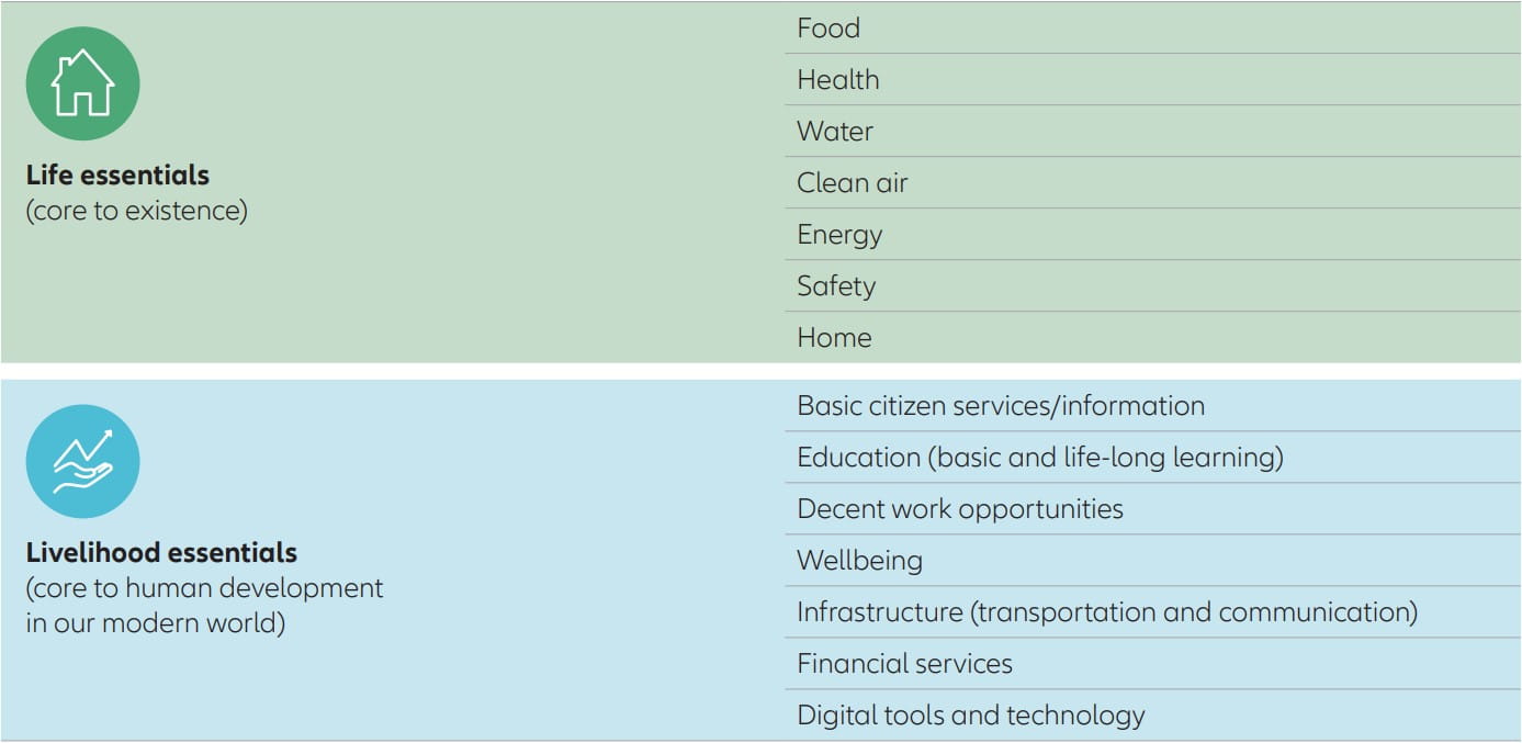 Exhibit 1: life and livelihood essentials explained